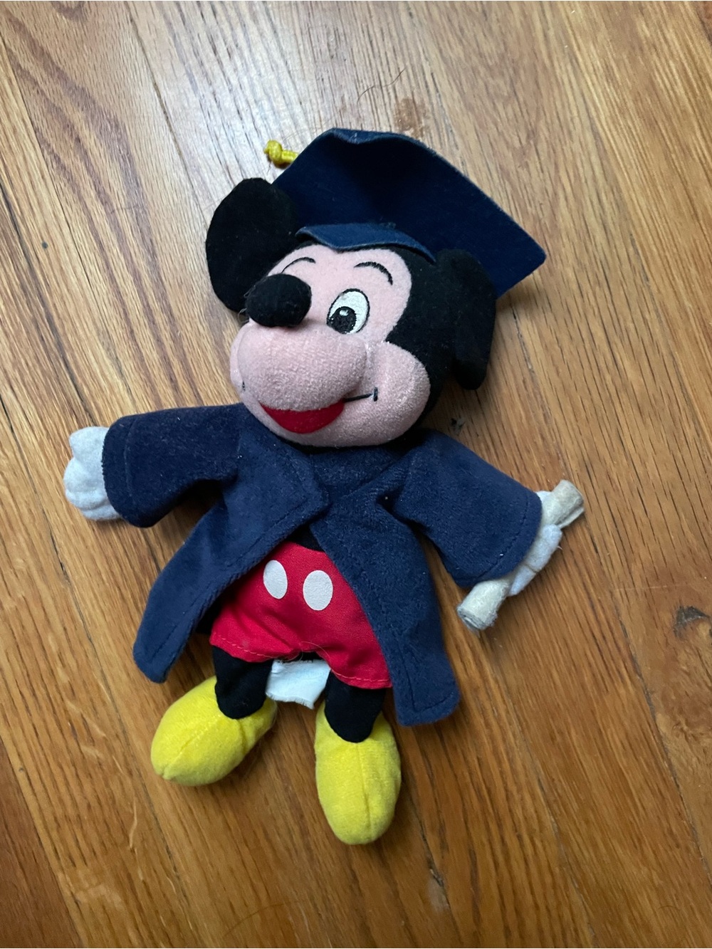 Disney Mickey Mouse Plush in Navy, Red, Yellow and Black Graduation Outfit